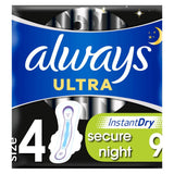 Ultra Secure Night (Size 4) Sanitary Towels Wings 9 Pads