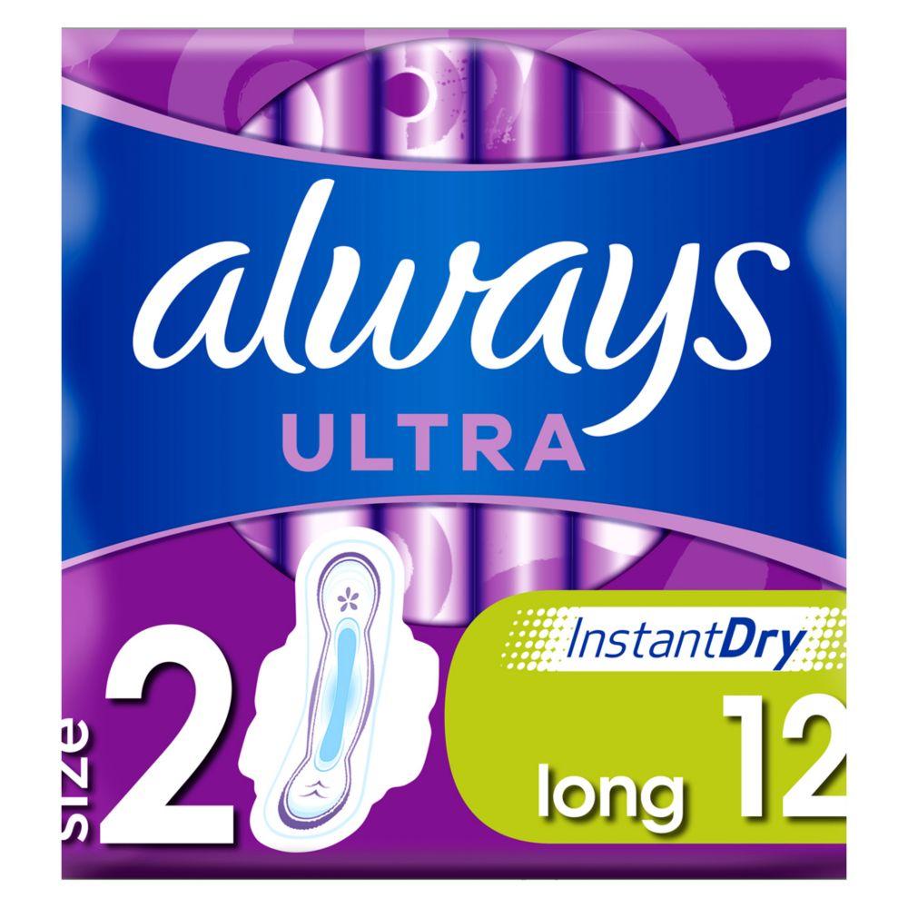 Ultra Long (Size 2) Sanitary Towels Wings 12 Pads