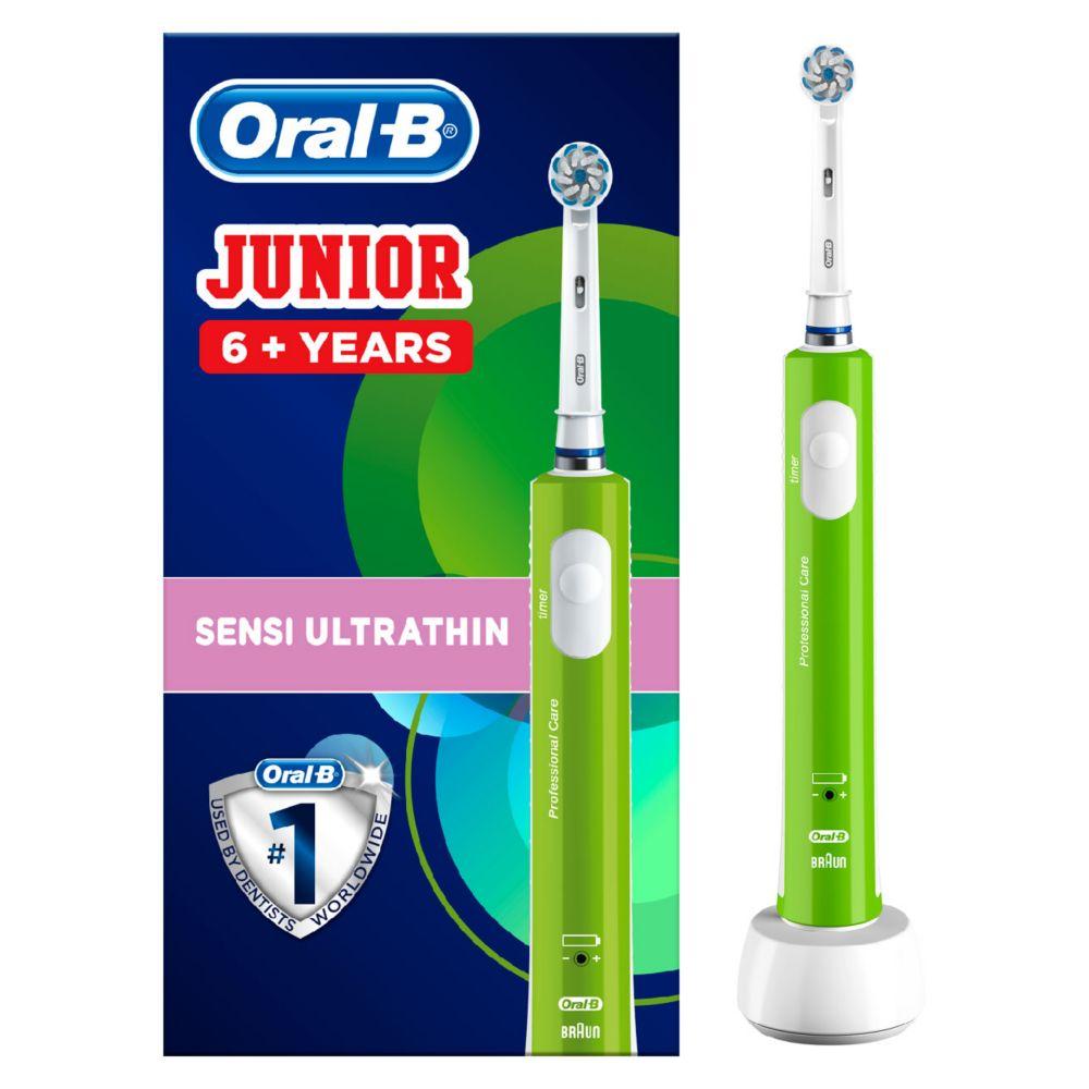 Junior Aged 6+ Rechargeable Electric Toothbrush, 1 Handle, 1 Sensitive Toothbrush Replacement Head