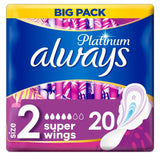 Platinum Long (Size 2) Sanitary Towels Wings 20 Pads