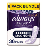 Discreet Maxi Pads - 36 Pads (6 Pack Bundle)