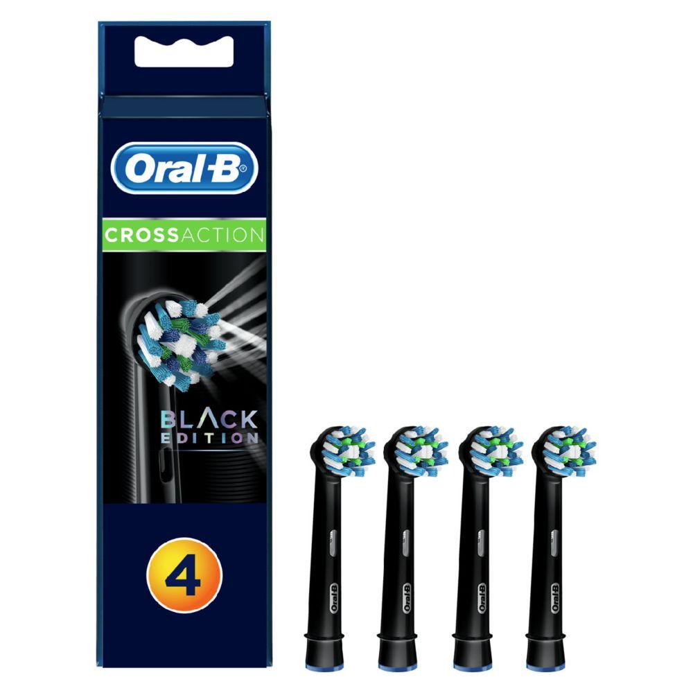 Crossaction Black Replacement Electric Toothbrush Heads 4 Pack