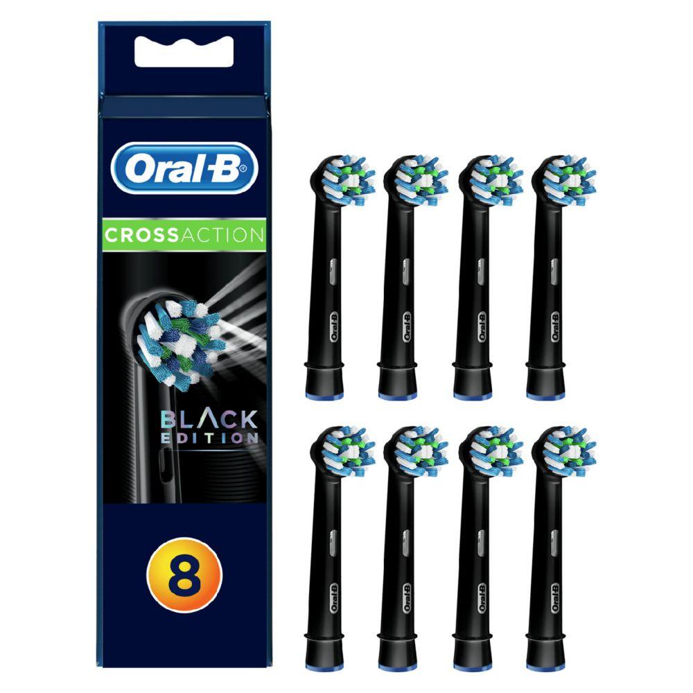 Crossaction Black Replacement Electric Toothbrush Heads 8 Pack