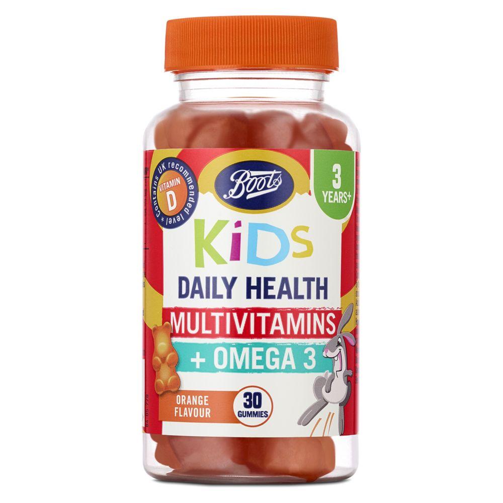 Kids Daily Health Multivitamins + Omega 3 - 30 Orange Flavour Gummies