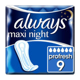 Maxi Profresh Night Sanitary Towels Without Wings 9 Pads