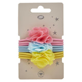 Kids Hair Ponybands Flowers Pink/Blue/Yellow 9S