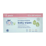 Baby Fragrance Free Biodegradable Soft Baby Wipes, 64X12 Pack = 768 Wipes