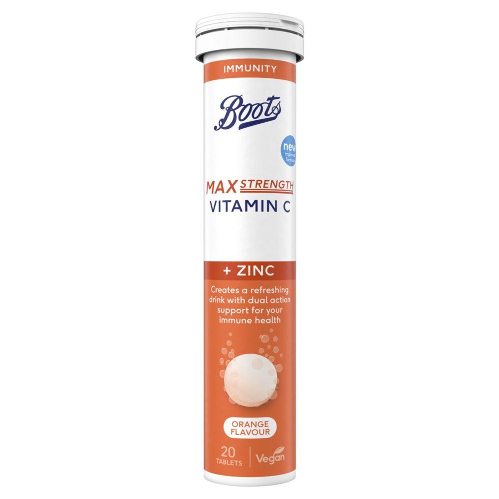 Max Strength Vitamin C & Zinc 20 Orange Flavour Effervescent Tablets