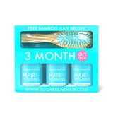 Hair 3 Month Gift Pack With Free Bamboo Hair Brush