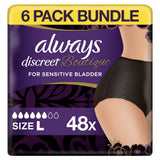 Discreet Boutique Underwear Incontinence Pants Plus Large Black - 48 Pants (6 Pack Bundle)