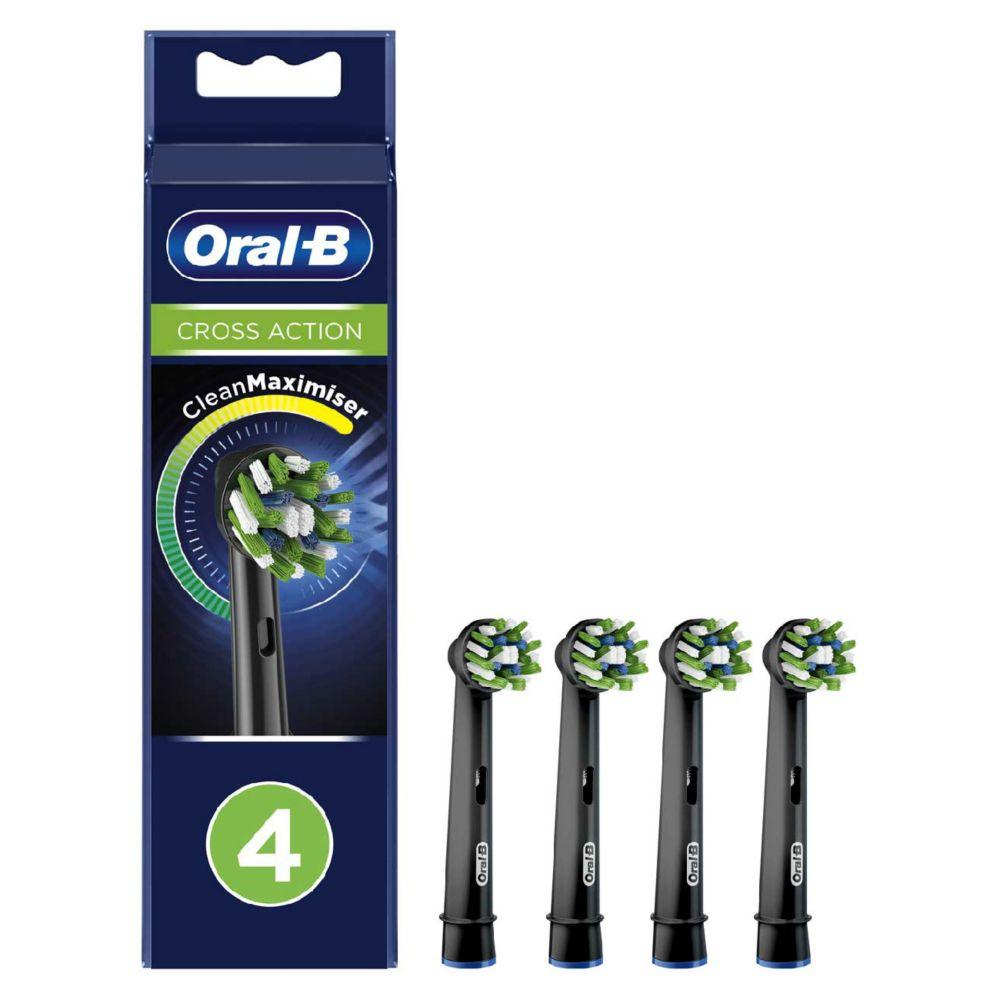 Crossaction Toothbrush Head Black Edition With Cleanmaximiser Technology, 4 Pack