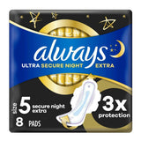 Ultra Sanitary Towels Secure Night Extra (Size 5) Wings 8 Pads